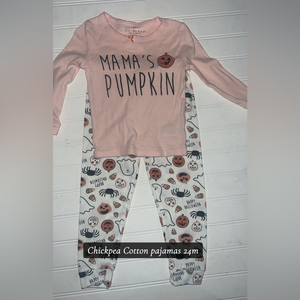 Chick Pea Pink and White Halloween Pajama Set
